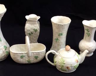BELEEK PIECES, VASES, PITCHERS,