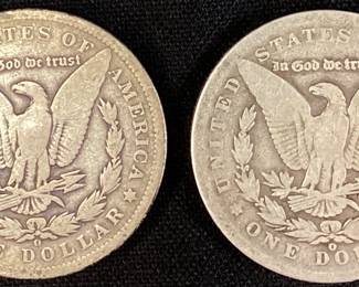 (2) 1891 MORGAN SILVER DOLLARS, NEW ORLEANS MINT, 