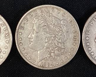 (3) 1884, 1902 & 1904 MORGAN SILVER DOLLARS, P-MINT,