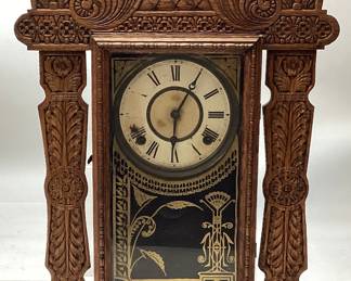ANTIQUE E. INGRAHAM ATLANTIC OAK MANTLE CLOCK