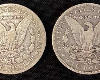 (2) 1894 & 1899 MORGAN SILVER DOLLARS, O-MINT,