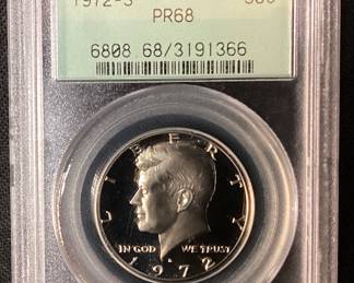 1972-S FROSTED HEAD KENNEDY HALF DOLLAR PR68 BY PCGS