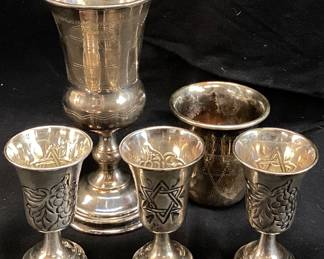  (5) MEXICAN SILVER CUPS, 204.8 GRAMS