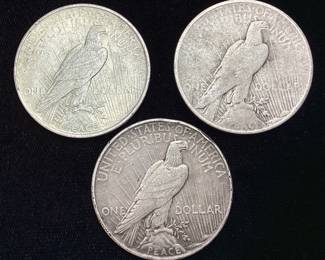 (3) 1922 SILVER PEACE DOLLARS