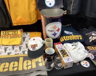 STEELERS COLLECTIBLES, GLASSES, HAT, MUGS, JACKETS,