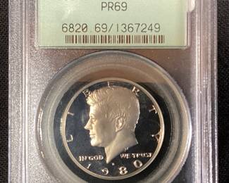 1980-S FROSTED HEAD KENNEDY 1/2 $ PR69, PCGS