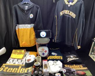STEELERS COLLECTIBLES, GLASSES, HAT, MUGS, JACKETS,