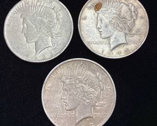 (3) 1923 SILVER PEACE DOLLARS