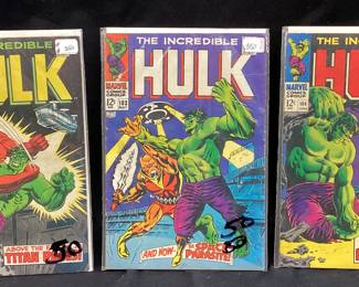 (3) 1960s MARVEL 12cent THE INCREDIBLE HULK COMICBOOKS,