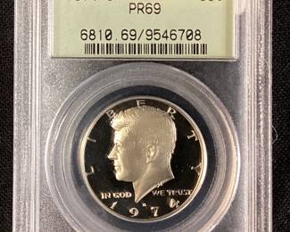 1974-S PR69 FROSTED HEAD KENNEDY HALF DOLLAR