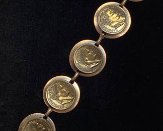 SOLID COPPER NAPOLEON EMPEREUR COIN BRACELET