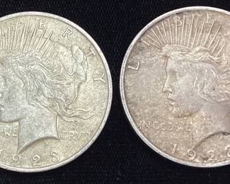 (2) 1923 SILVER PEACE DOLLARS