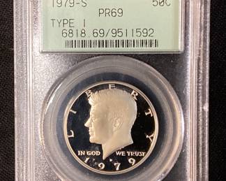 1979-S FROSTED HEAD KENNEDY HALF DOLLAR PR69 BY PCGS