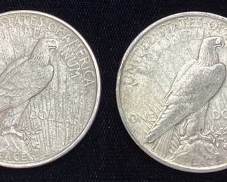 (2) 1922 SILVER PEACE DOLLARS