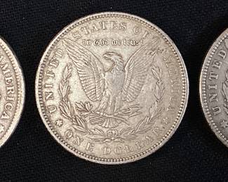 (3) 1884, 1902 & 1904 MORGAN SILVER DOLLARS, P-MINT,