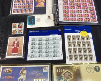 STAMP COLLECTION, ELVIS, MARILYN MONROE, 1ST DAY ISSUE COLLEGE FOOTBALL COACHES,
