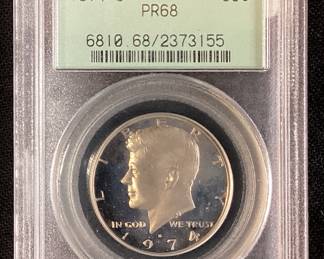 1974-S PR68 FROSTED HEAD KENNEDY HALF DOLLAR