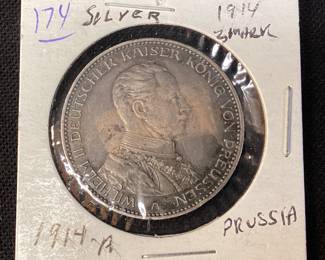1914A GERMANY 3 MARK PRUSSIA SILVER COIN