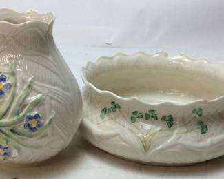 BELEEK VASE AND DISH