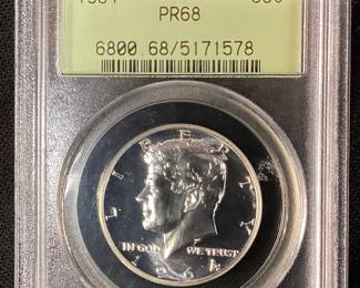 1964 KENNEDY HALF DOLLAR PR68 BY PCGS