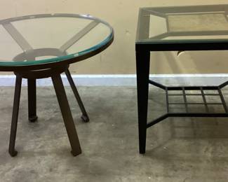(2) GLASS TOP END TABLES