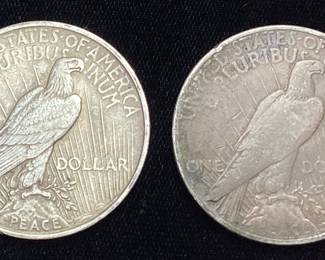 (2) 1922 SILVER PEACE DOLLARS