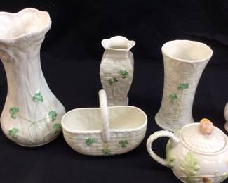 BELEEK PIECES, VASES, PITCHERS,