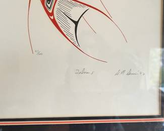 Framed & Matted 1983 Print "Salmon" by Danny Dennis