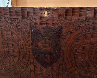 1903 Carved Wood Dutch Mini Chest