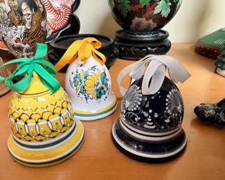Two Italian Porcelain Bells, One Holland Porcelain Bell
