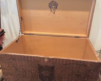 1903 Carved Wood Dutch Mini Chest