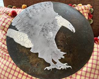 Giusti Raku Wall Hanging with Eagle Design by Tom & Nancy Giusti
