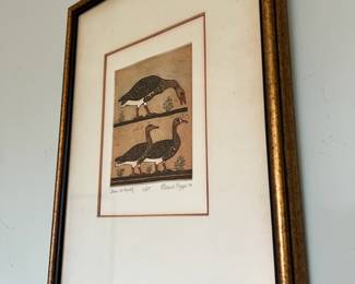 Framed and Matted Lithograph "Geese IZ Dynasty" by Eleanor Rappe