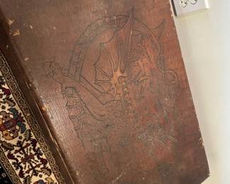 1903 Carved Wood Dutch Mini Chest