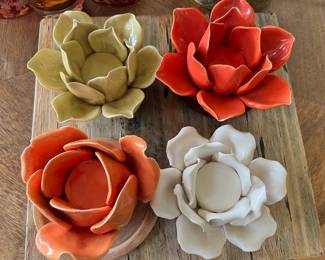 4 Assorted Colors Molbak's Rose Tea Light Holders