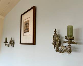Pair of Brass French Wall Sconces/Candle Holders