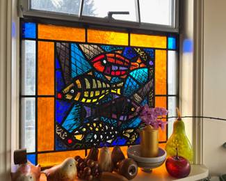 Lowell's Stained Glass Fish Design Stained Glass Window