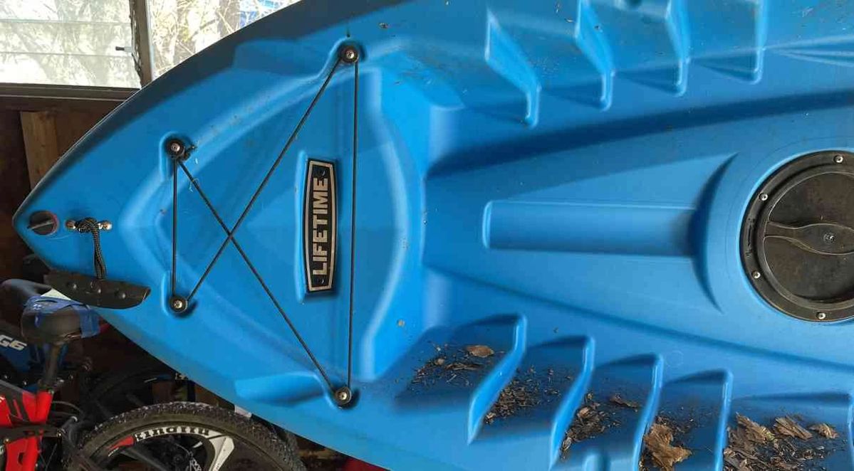 01 TwoSeater 10.5ft Lifetime Kayak, Two Paddles And Cover