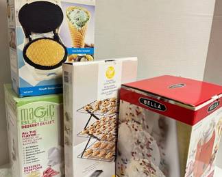 Bella And Magic Bullet Ice Cream Makers, Rival Waffle Cone Maker And Cooling Racks