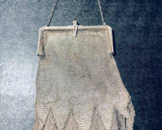 Antique Art Deco Flapper Mesh fringed purse 