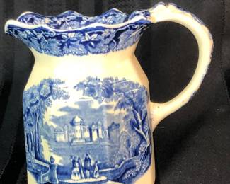 Antique Mason blue and white pitcher 