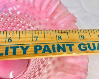 Large cranberry Opalescent Hobnail fluted top bowl 