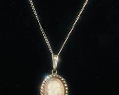 Sterling Silver Abalone and Marcasite cameo necklace 