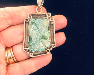 Chunky Turquoise Necklace in Sterling Silver 