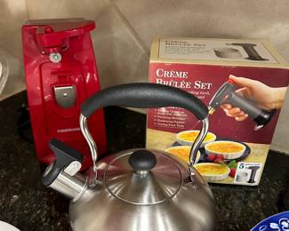 Brulé Torch, Can Opener, Tea Kettle