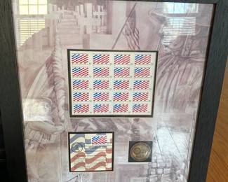 "Honoring Those Who Served" Sheet of 1st Day Issue Stamps - Framed with Coin stating Limited Edition 106/2700