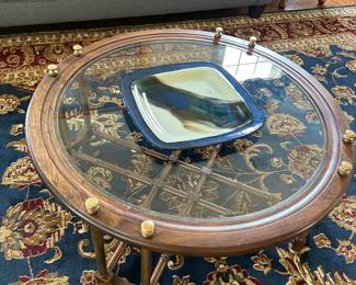 Coffee Table with Large Colorful Plate