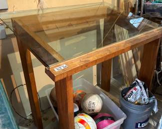 Glass drafting or great display table, soccer balls