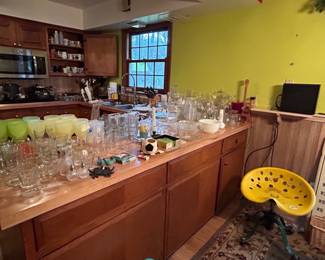 Tractor seat stool, glassware for days!