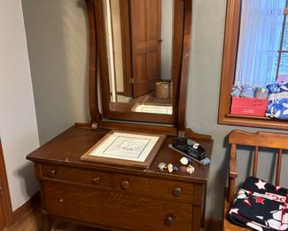 Antique dresser and mirror